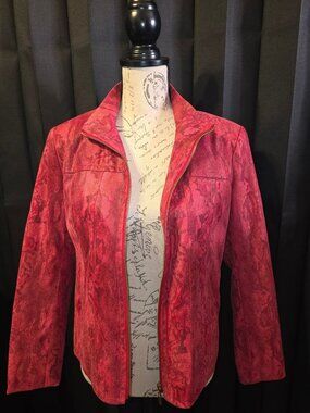 Bamboo Traders Petite Red Snake Print Zip-Up Jacket PM